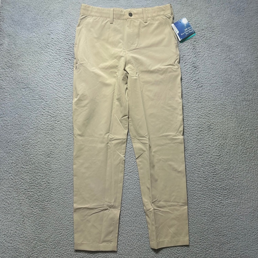Coolibar Mens Avalos Travel Pant Khaki Tan UPF 50+ Sun Protection 32x32‎ NEW